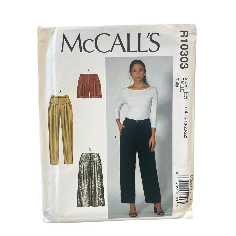 McCall's R10303 Pleated Shorts Pants Skirt Wide Leg E5 (14-16-18-20-22)